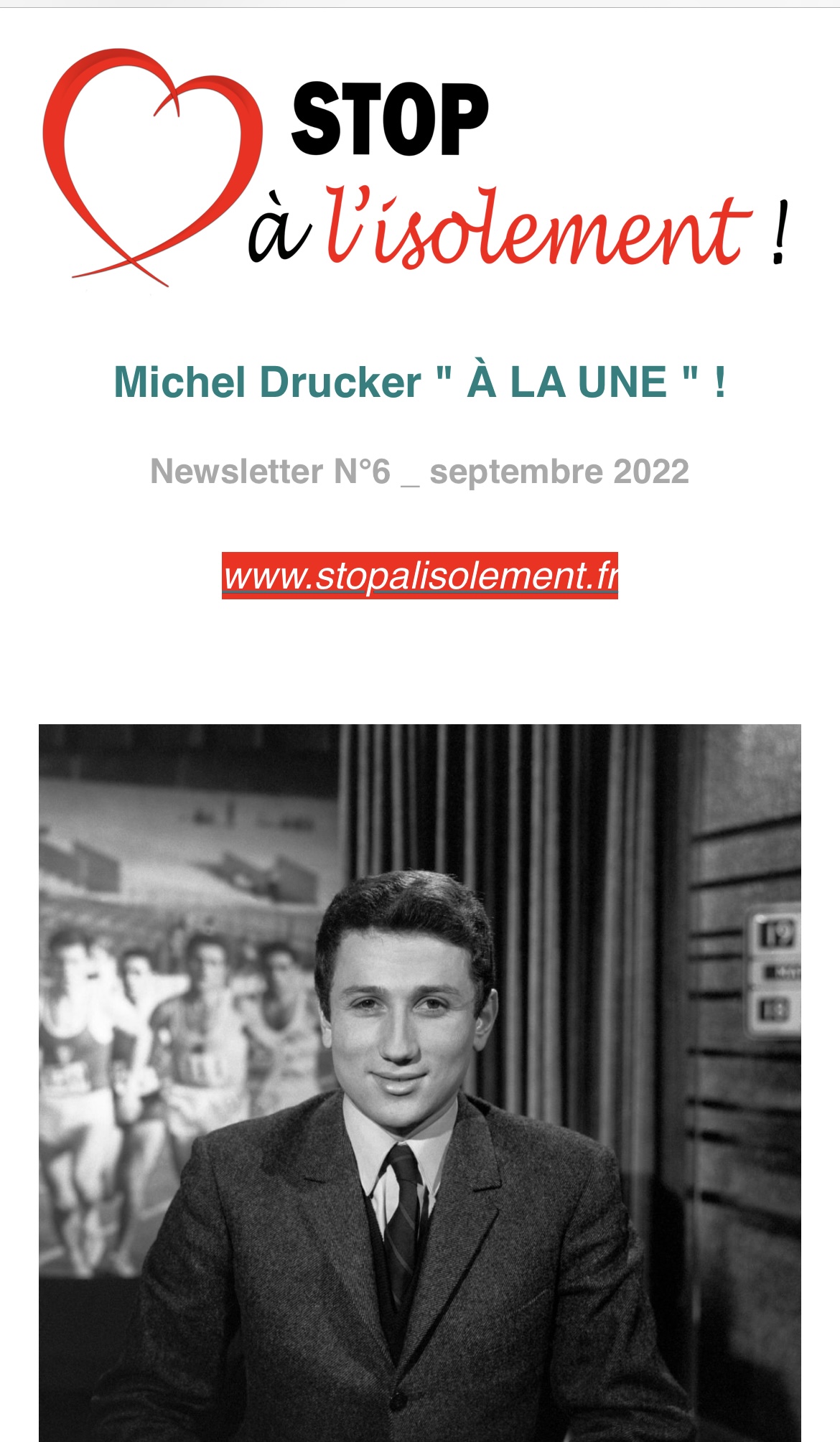 image : La newsletter 6 est arrivée. Michel Drucker à la UNE